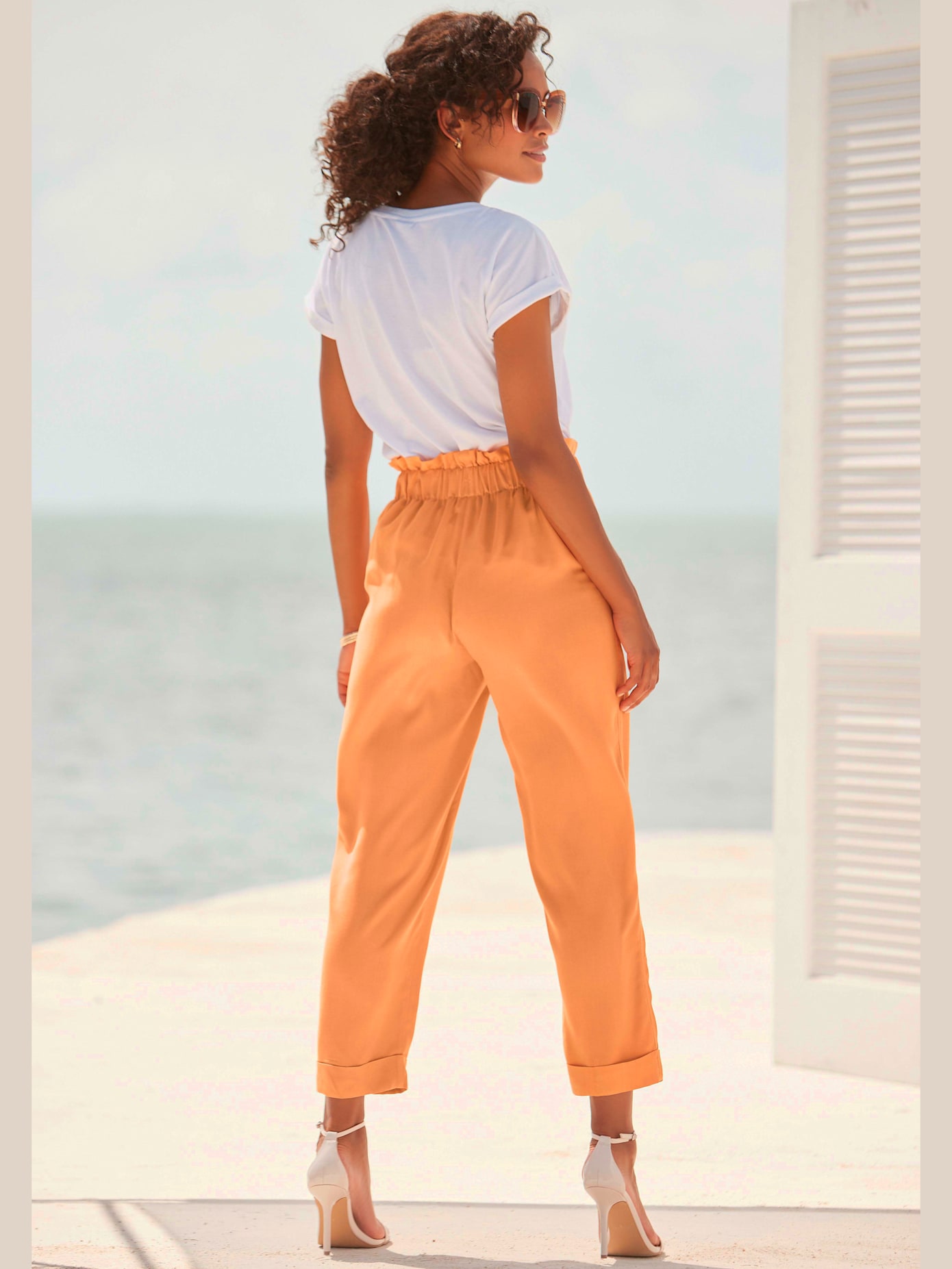 Pantalon paperbag léger avec ceinture élastique