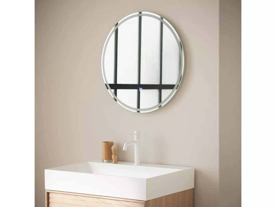 Miroir de Salle de Bain avec éclairage LED et Anti-buée Jizan Ø60 cm 4000K Blanc neutre