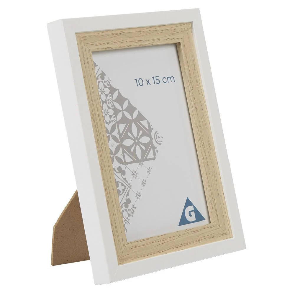 Cadre photo bois naturel blanc 10x15 cm