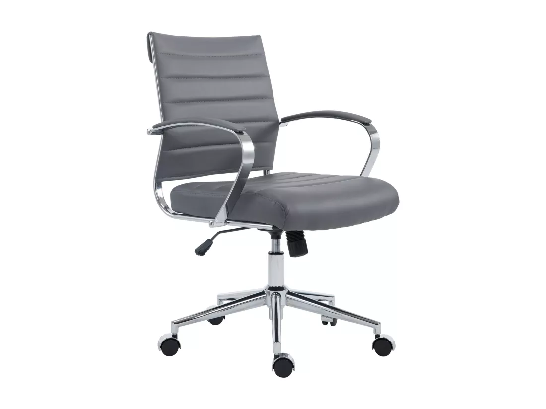 Chaise de bureau - Similicuir - Gris - Oakland