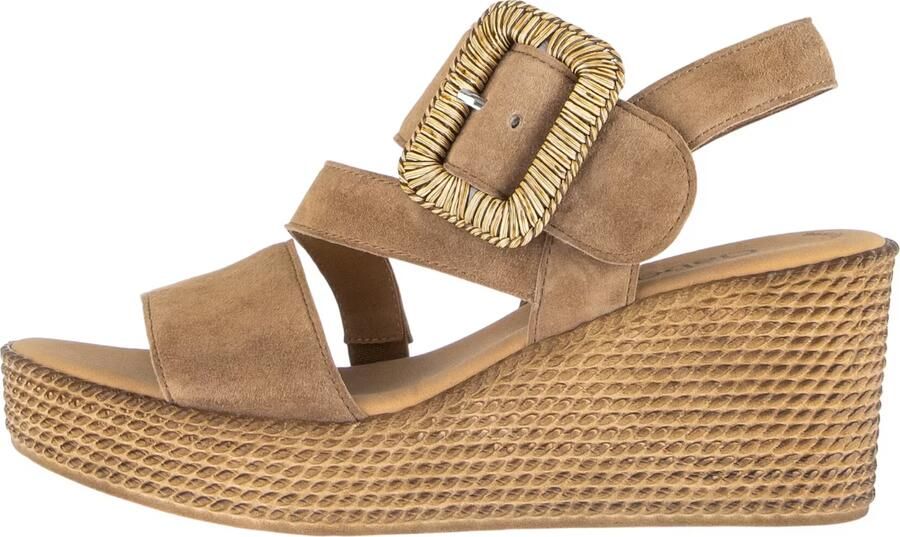 Gabor Dames Sandalen met hak 771 Taupe Suède Sleehak
