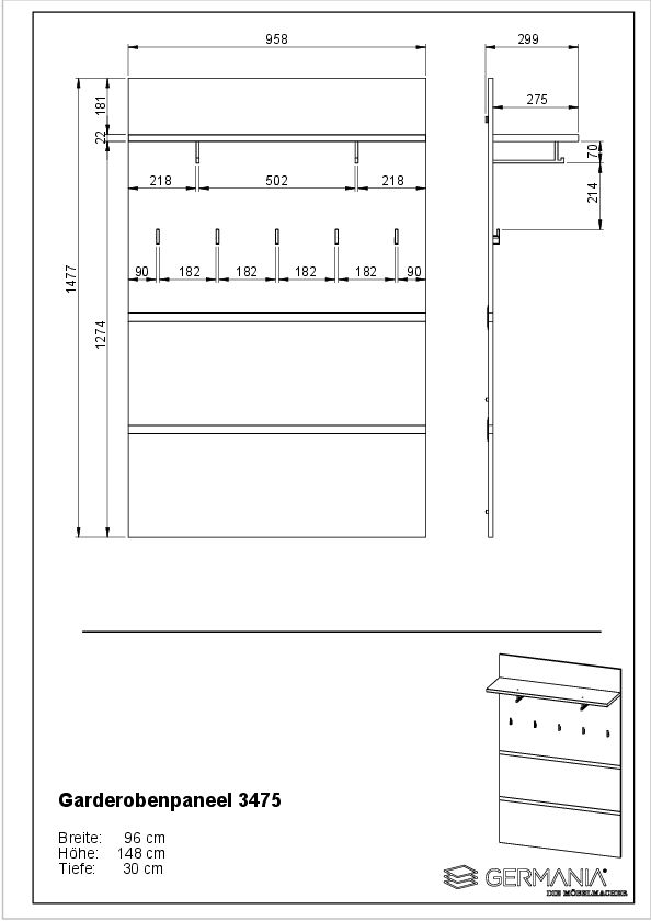 Wandgarderobe HARPER GENT