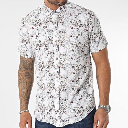 Chemise Manches Courtes Blanc Floral