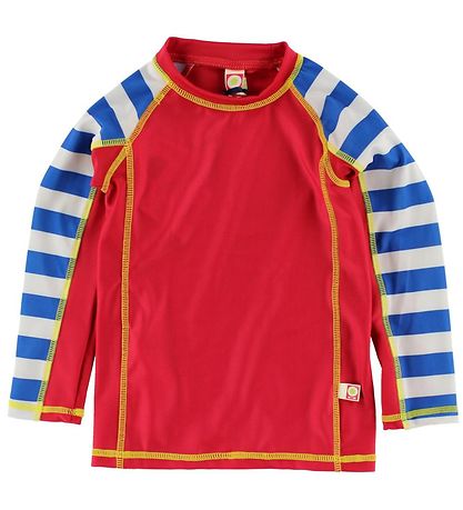 Katvig Classics Bådebluse - UV50+ - Rød m. Stribet ?rmer