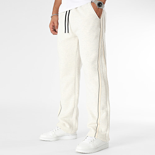 Pantalon Jogging A Bandes Blanc Gris