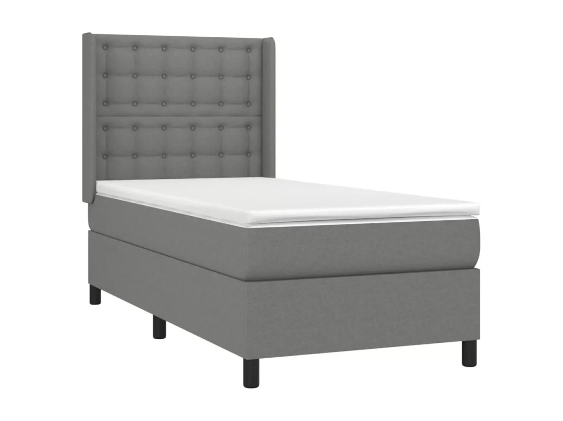 Sommier tapissier avec matelas et LED Gris foncé 90x190cm Tissu