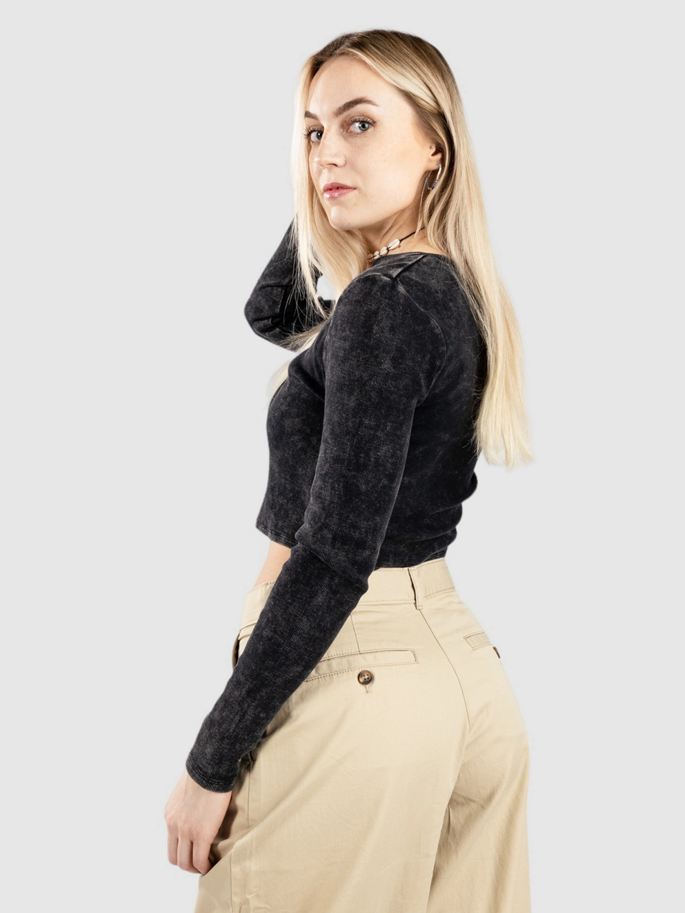 Ninth Hall Sylvie Long Sleeve T-Shirt black wash