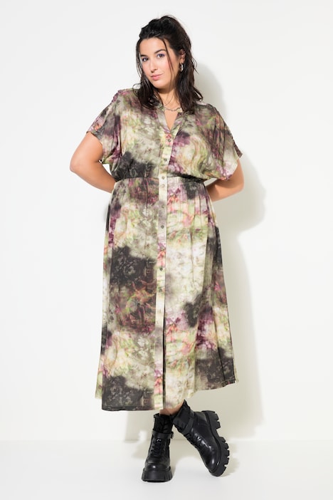 Maxikleid, oversized, Marmor-Muster