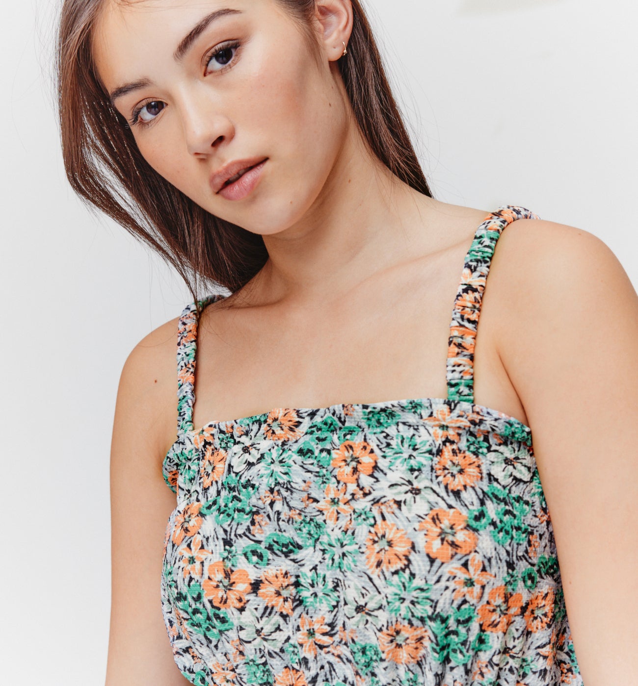 Top smocké imprimé Femme - Imprimé écru