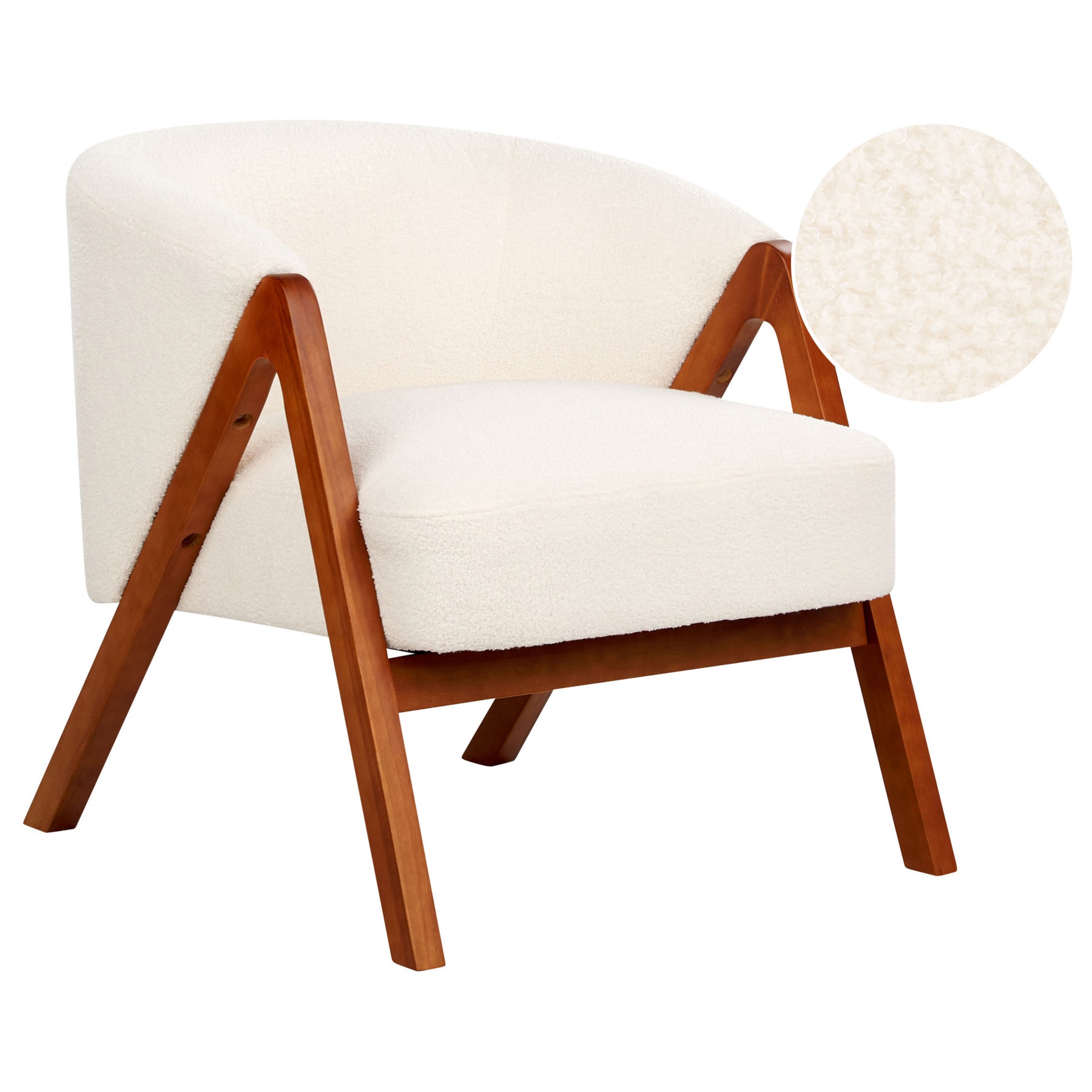 Beliani - SKEI - Fauteuil - Gebroken wit - Bouclé