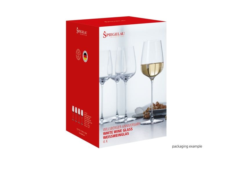 Spiegelau Weissweinglas 365 ml, 4 Stück, Transparent Elegantes Weissweinglas-Set aus Kristallglas