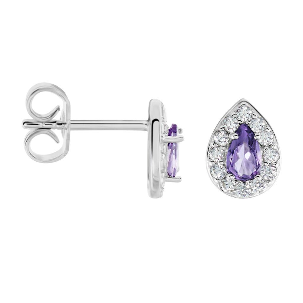 Boucles D'oreilles Puces Argent Blanc Tania Oxydes De Zirconium