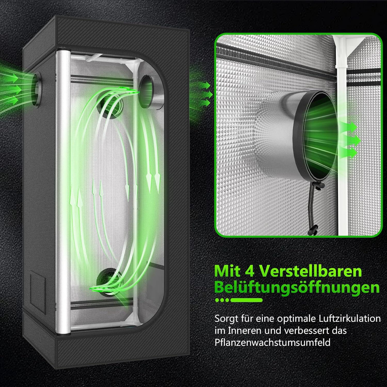 Growzelt Komplettset 40x40x120cm Grow Tent Kit mit 200W LED Vollspektrum Grow Lampe Dimmbar, GrowZelt Kit Komplettes Hydroponics Grow Tent Complete Set