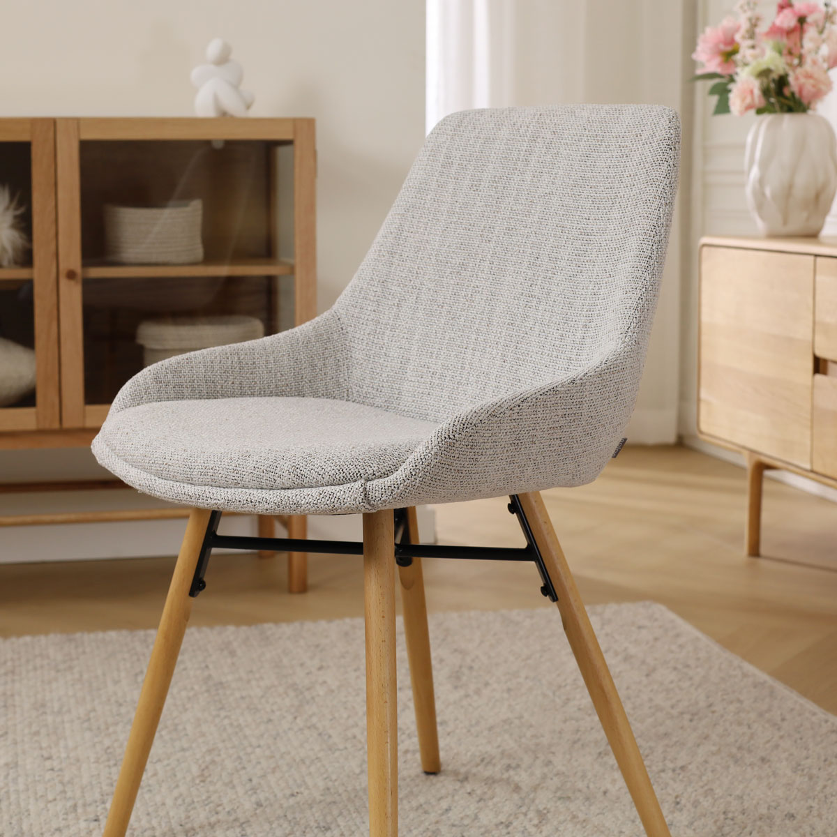 Eetkamerstoel Nena-Isa grijs beige gemêleerd - naturel