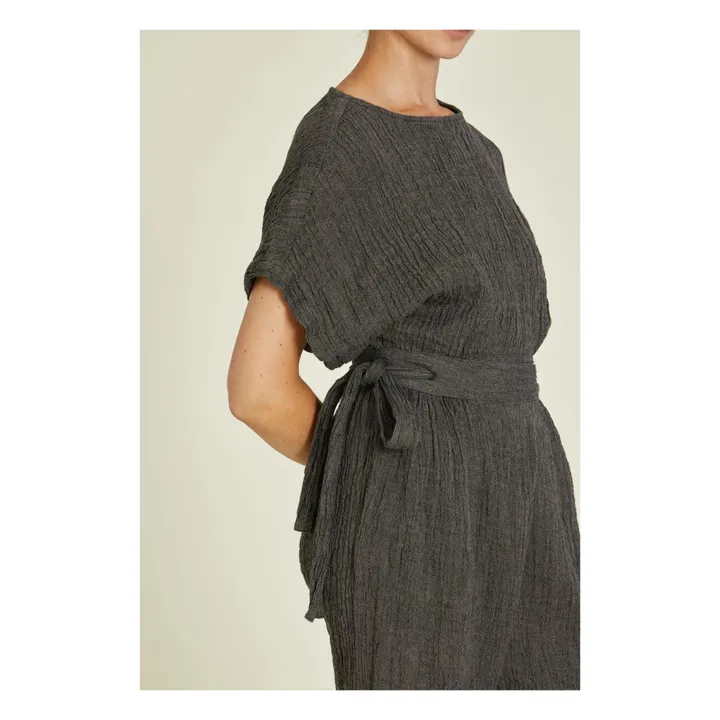 Black Crane Top Basique Lin | Gris ardoise