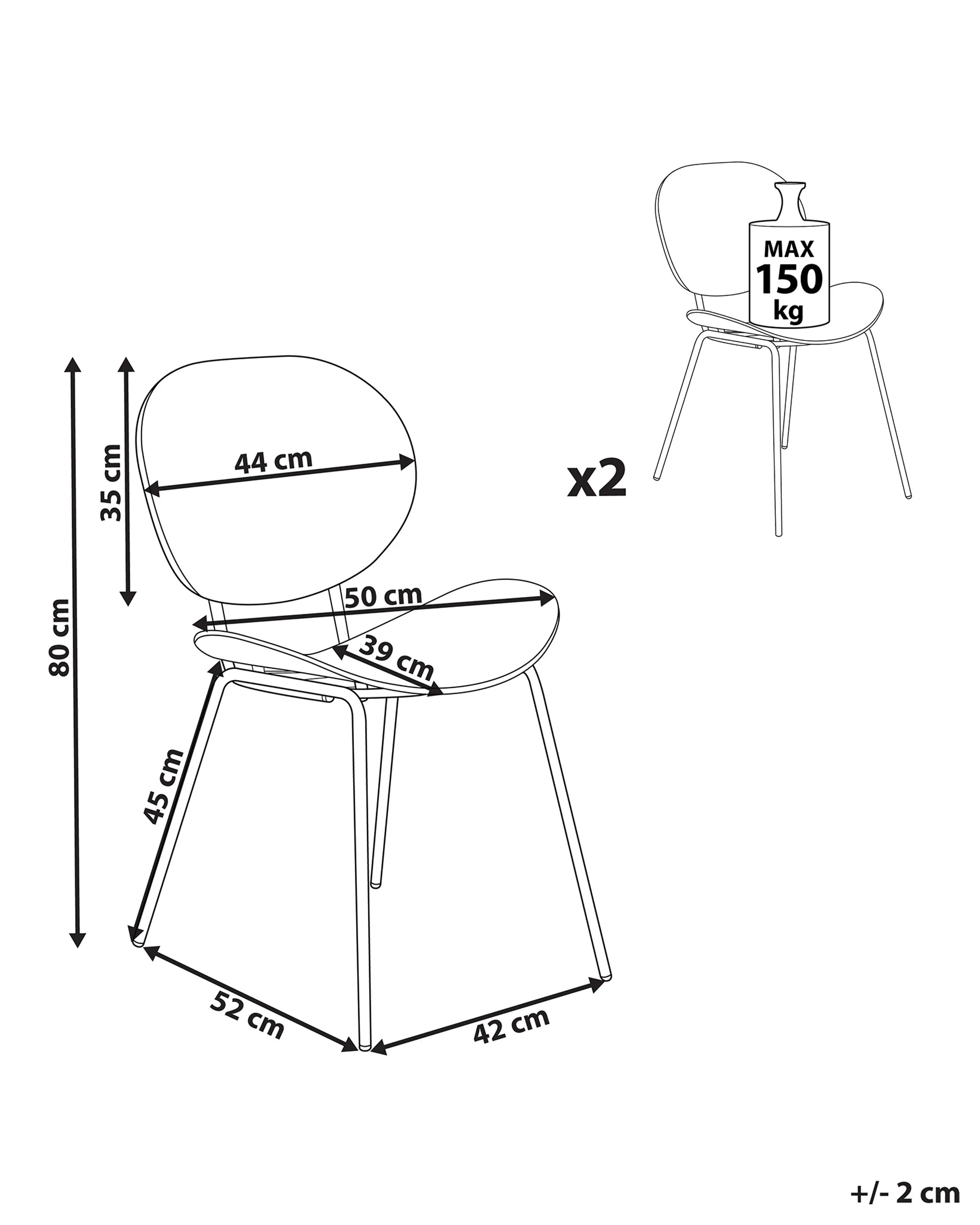 Set van 2 eetkamerstoelen SHONTO Zwart
