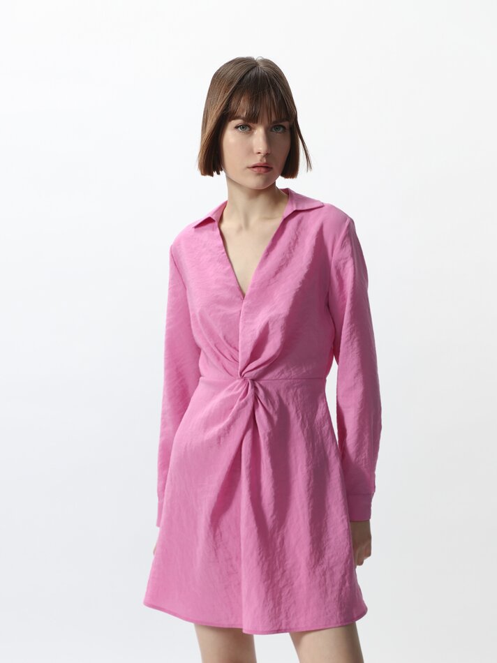 Vestido curto envelope - Rosa