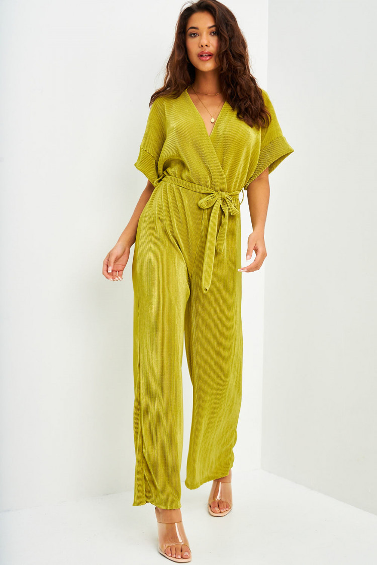 Combinaison pantalon verte plissé