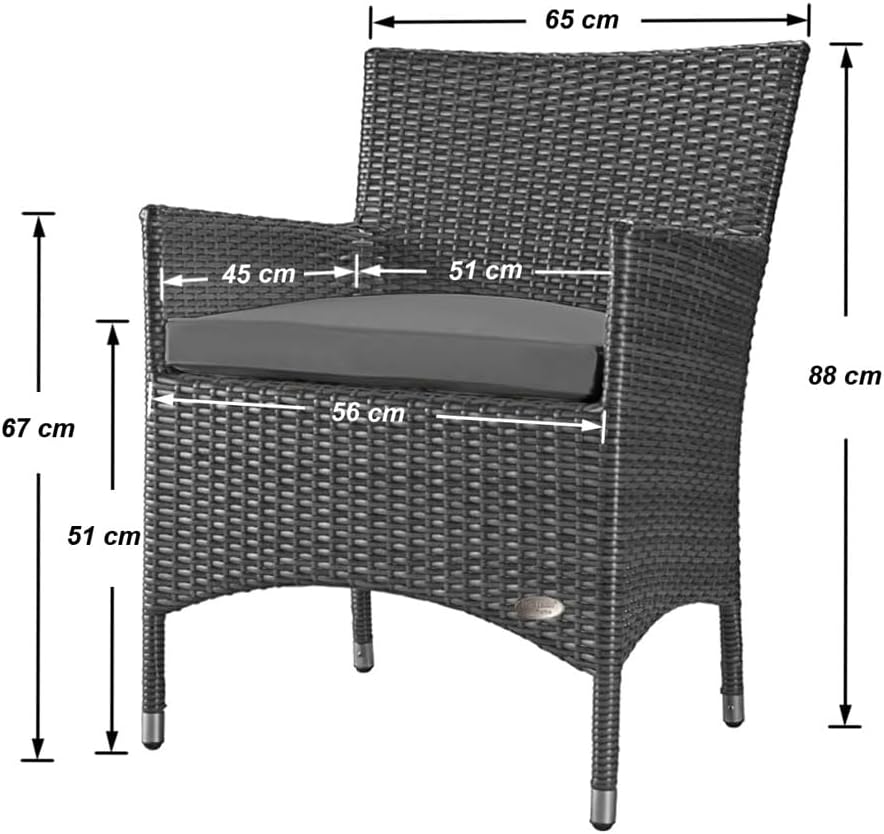 RS Trade® Exclusive 'Trento' Polyrattan Gartenstuhl handgeflochten mit verstärktem Alu-Rahmen, bis zu 200 kg belastbar, Rattan Stuhl mit Alu Füßen und extra Bodenschutzkappen, inkl. 5 cm Sitzkissen