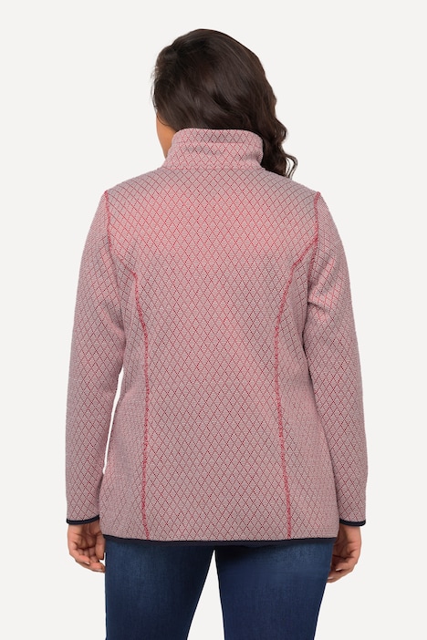 Sweatjacke, Stehkragen, farbige Nähte, elastische Paspel