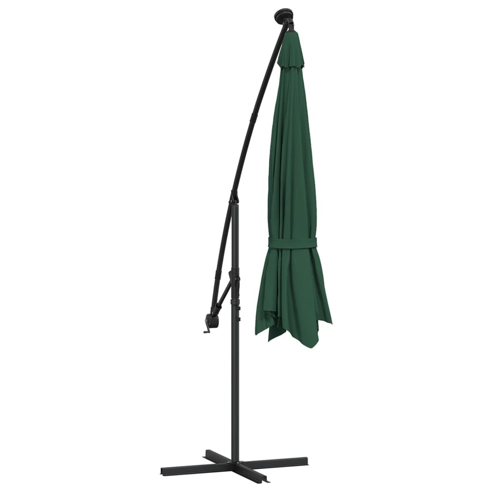Parasol meuble de jardin en porte-à-feux et poteau métallique 350 cm vert