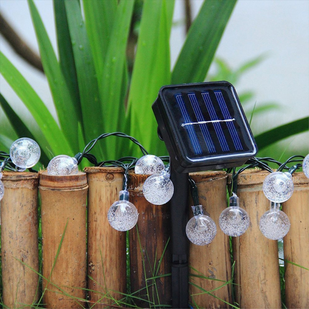 (12m) 100 LED's Deko Solar Lichterkette Kugeln Outdoor Beleuchtung IP44 - Warmweiss