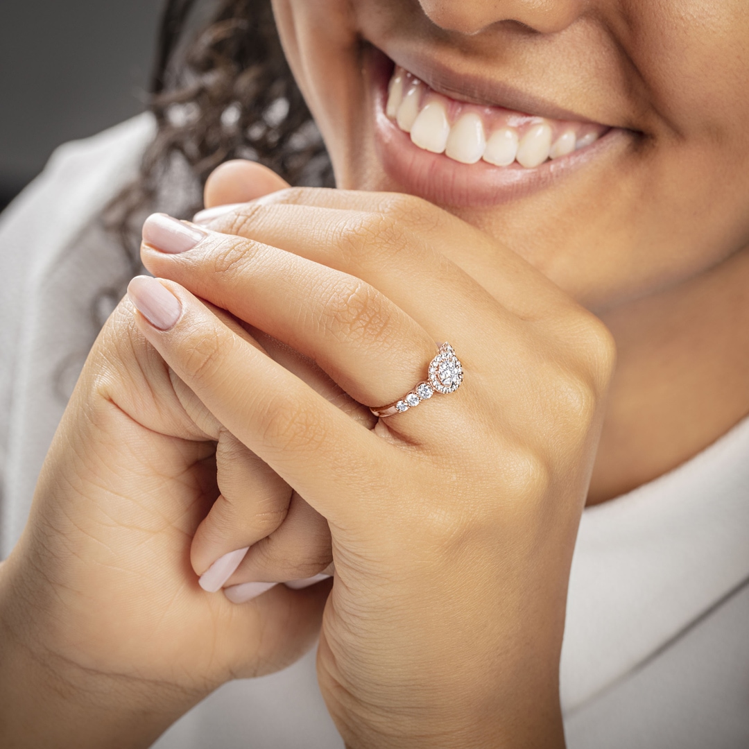 0.75 Karat Diamanten Halo Verlobungsring 750/18 K Roségold