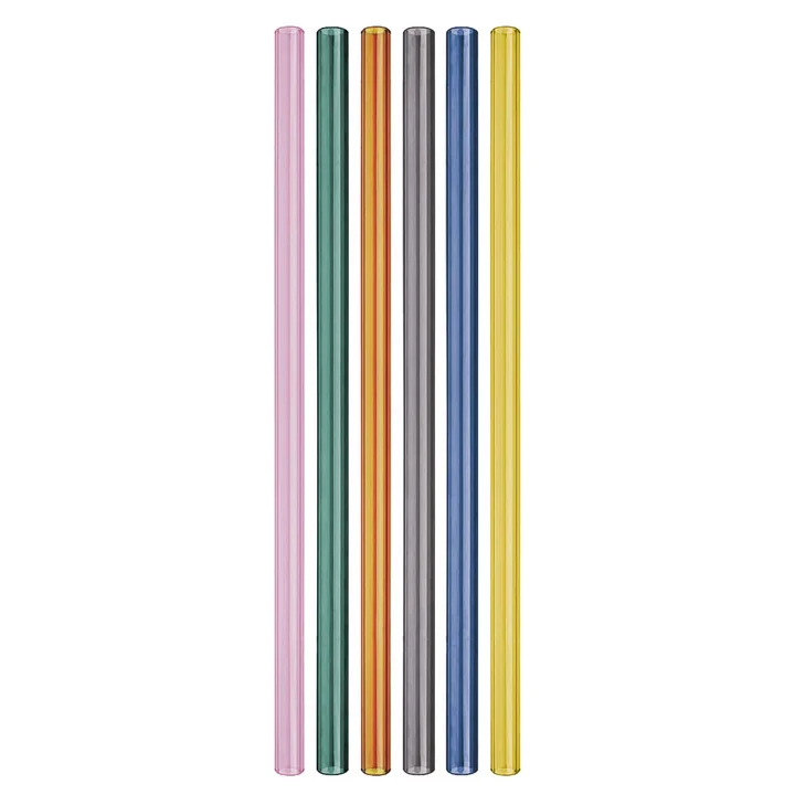 Remember - Glastrinkhalme, mehrfarbig (6er-Set)
