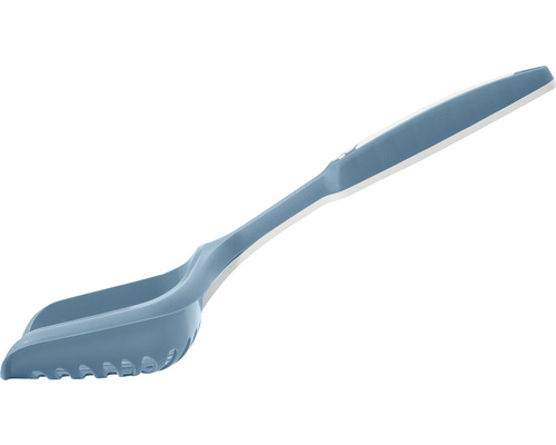 Savic XXL Mega kattenbakschep, kattenbaklepel, poepschep met rubberen handvat, extra lang, ca. 40 x 10 x 7,5 cm, blauwgrijs