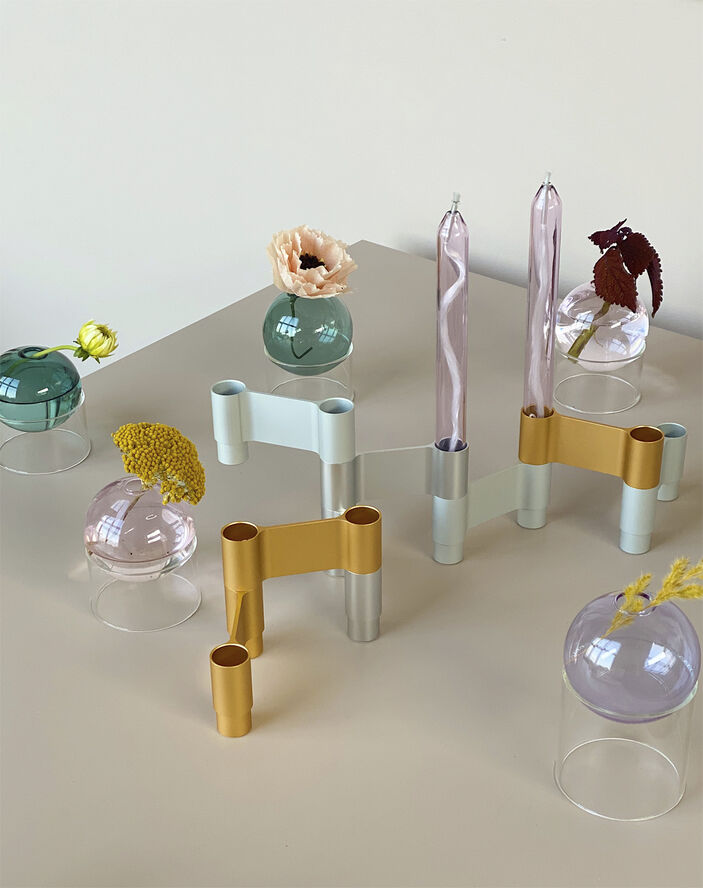 Studio About LINK, CANDLE HOLDER, MATT ALUMINIUM, 11060M 223