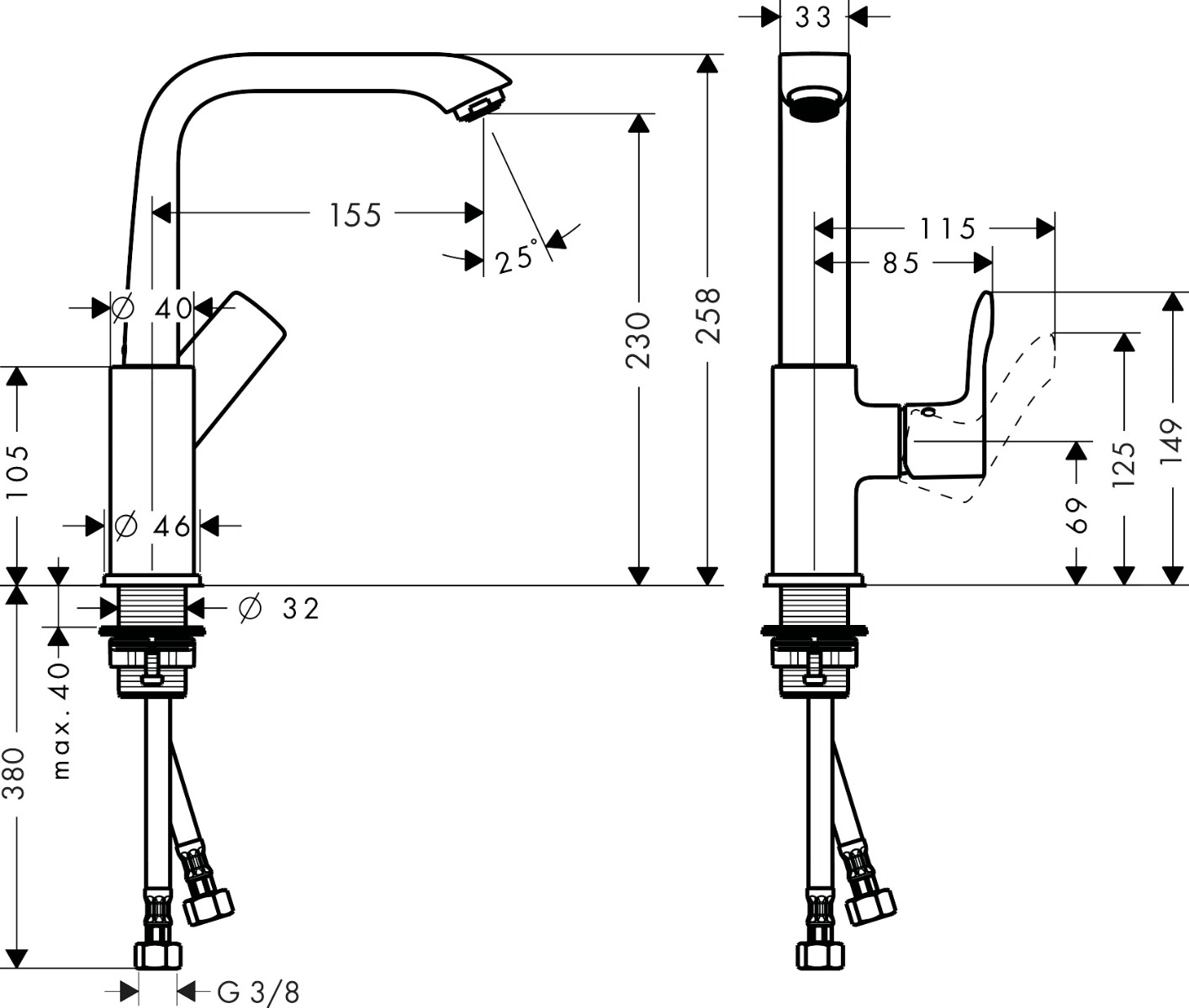 Hansgrohe Metris 1-gats wastafelkraan met push open waste chroom