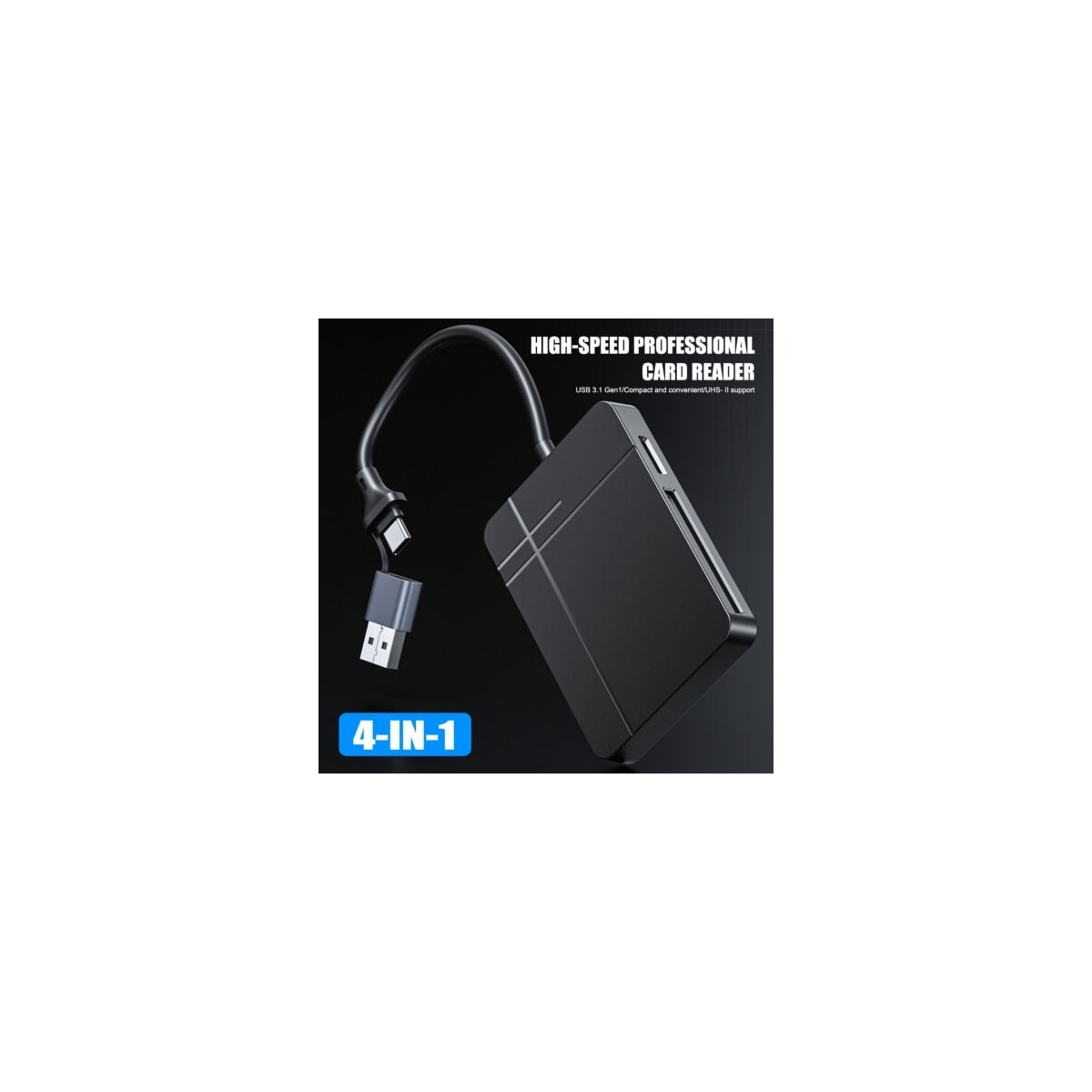 NÖRDIC USB-A 3.1, USB-C-kortleser 4 spor CF, SD 4.0, MicroSD 4.0, MS UHS-II