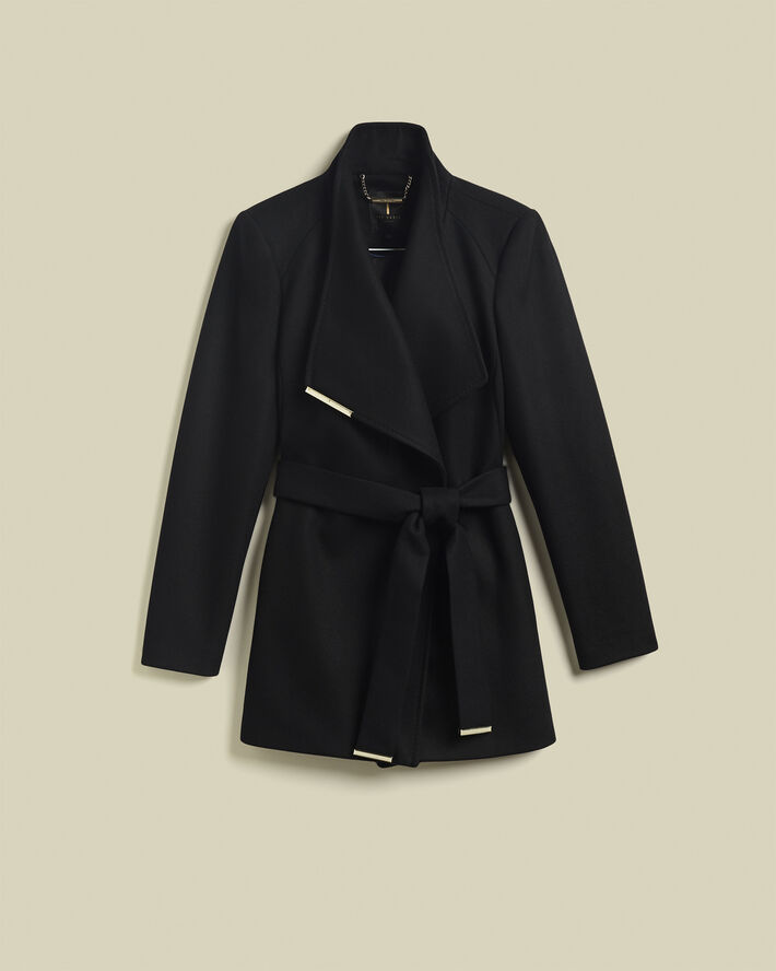 Ted Baker ROSESS Short Wool Wrap Coat Black