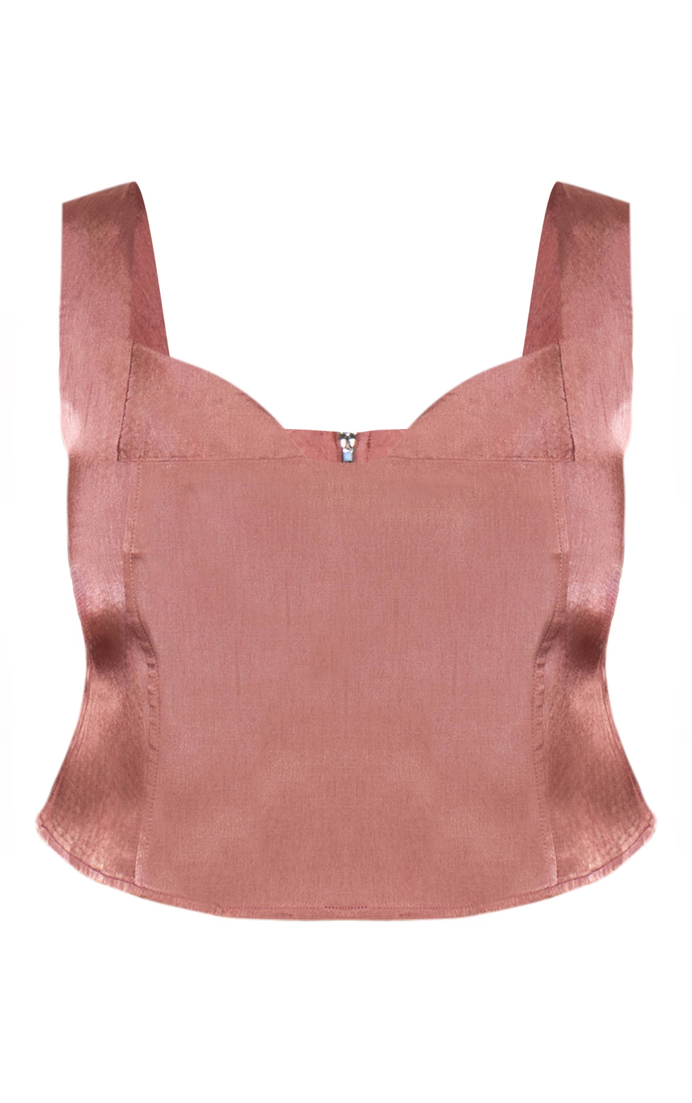 Mauve Corset En Satin Mat Avec Détail Bonnets Et Baleines