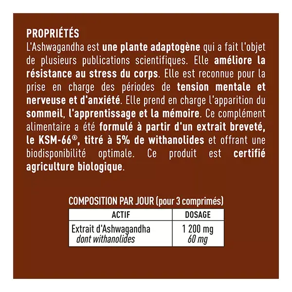 Granions Ashwagandha Pilulier 1200 Mg Bio 60 comprimés