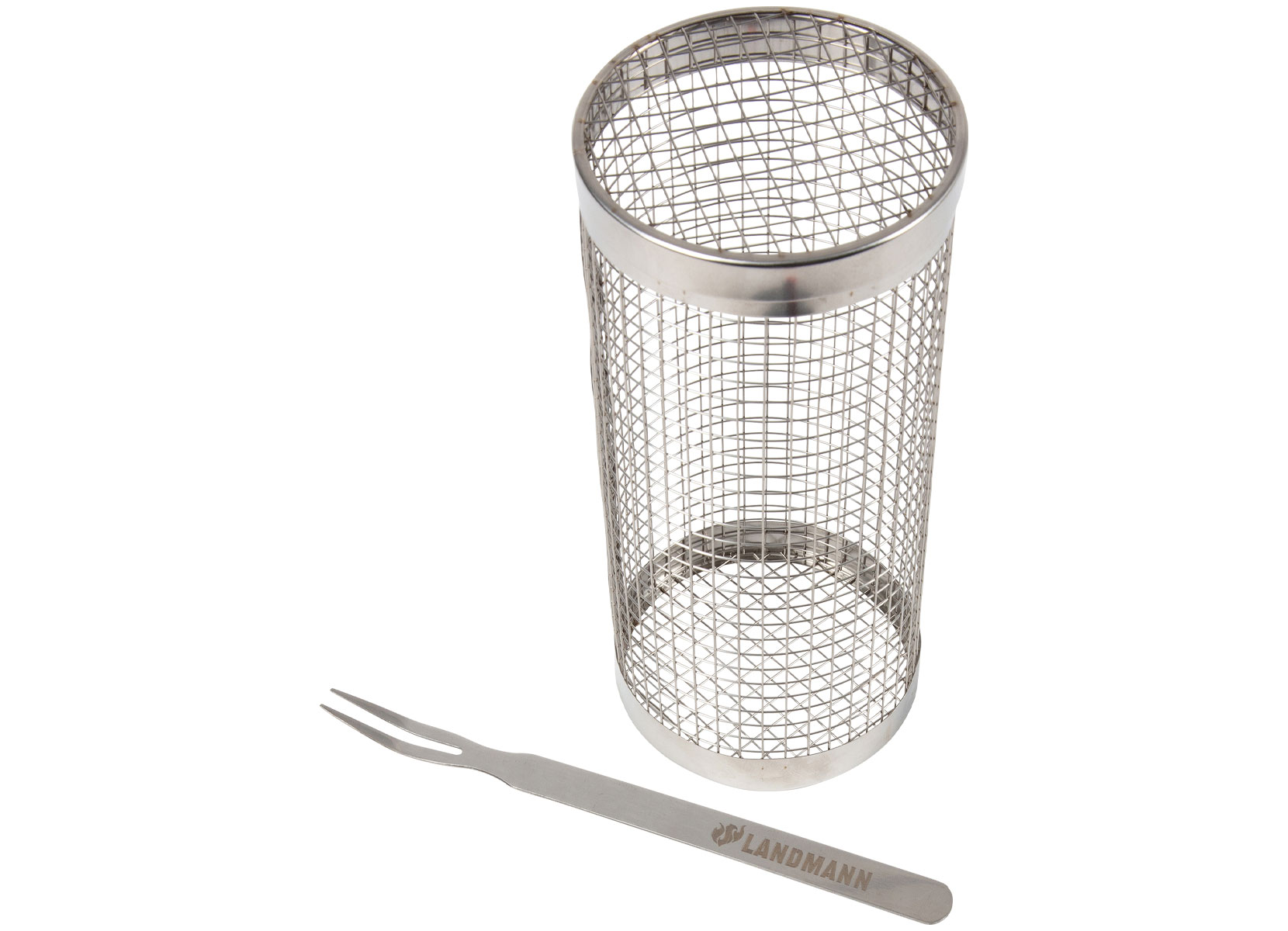 Landmann Grillkorb mit Gabel aus Edelstahl 20x9cm