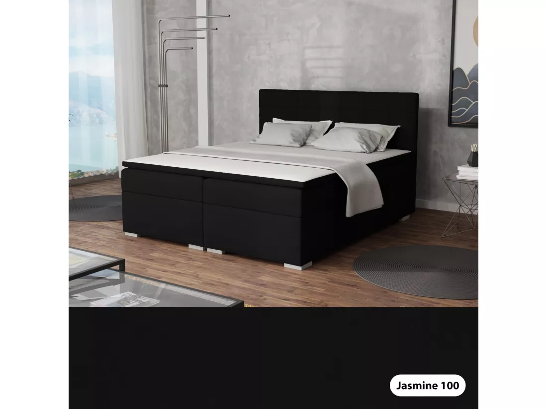 LIT BOXSPRING avec rangements pour la literie Torland, 160x200 cm, Jasmine 100 (Noir)