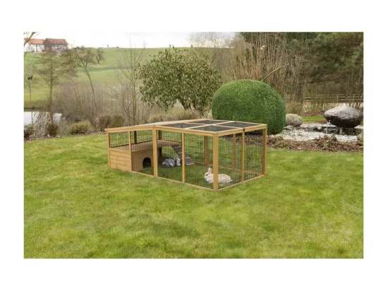 Enclos extérieur pour petits animaux avec dispositif anti-fugue