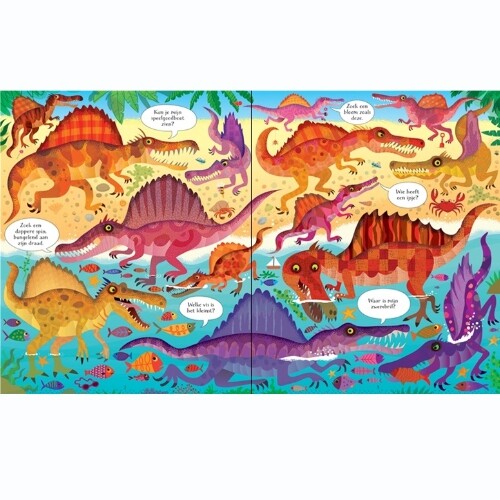 Uitgeverij usborne zoekboek en puzzel 100st - dinosaurussen
