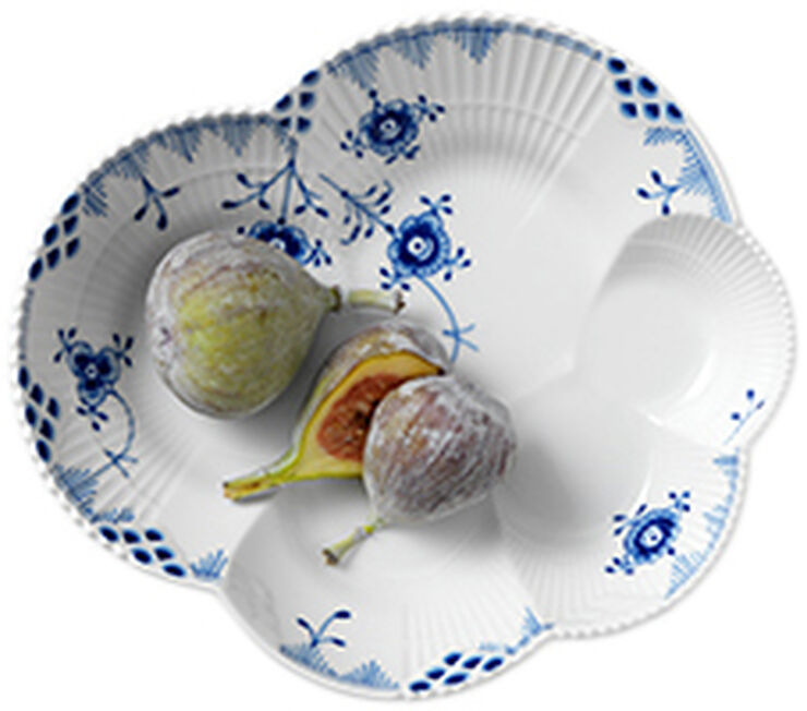 Royal Copenhagen Blå Elements 19 cm. fad Hvid, blå