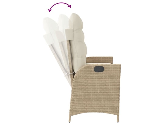 VIDAXL - Banc de jardin Banc inclinable de jardin avec coussins beige résine tressée