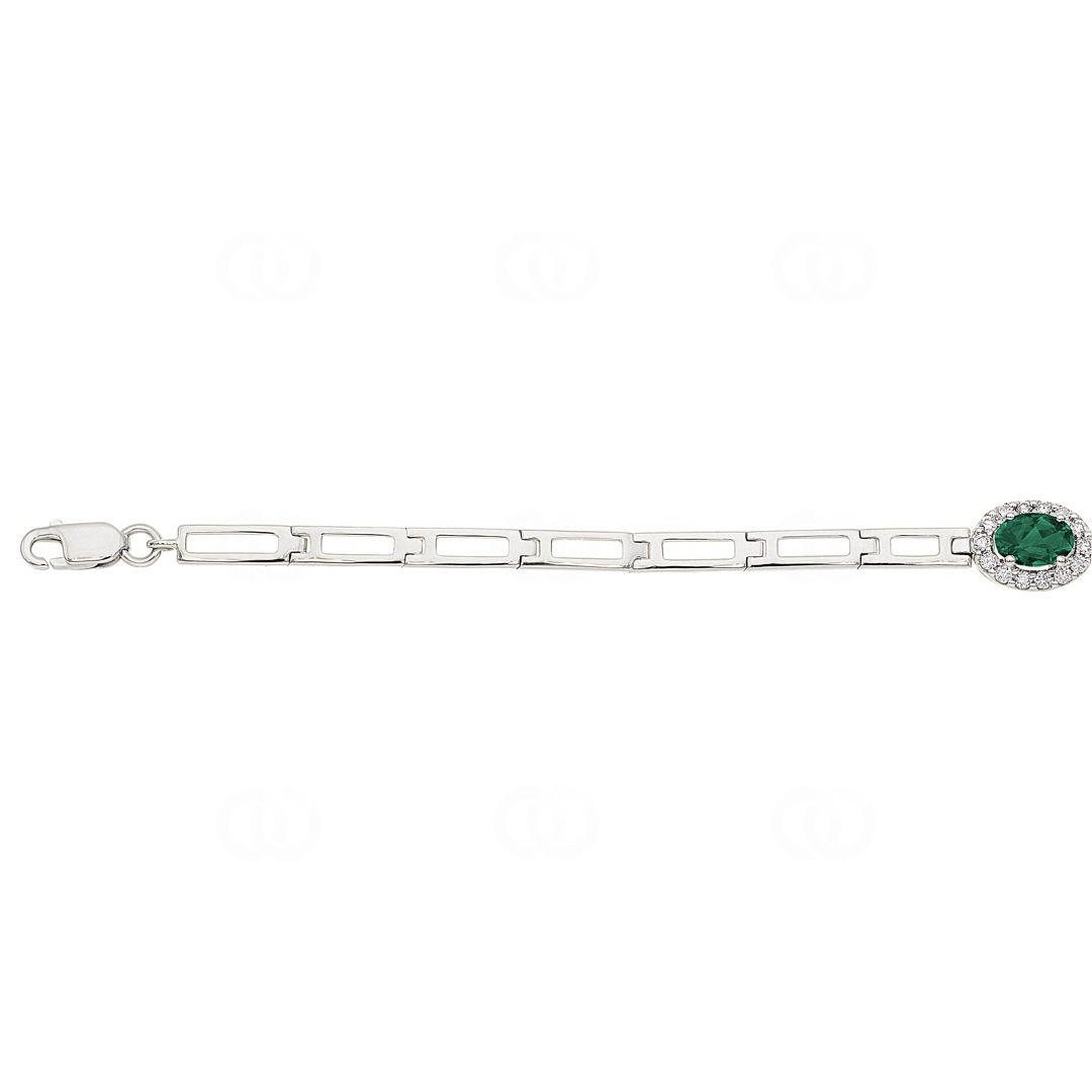 Smaragd Armband 750/18 K Weissgold mit Diamanten 0.67 ct H/si
