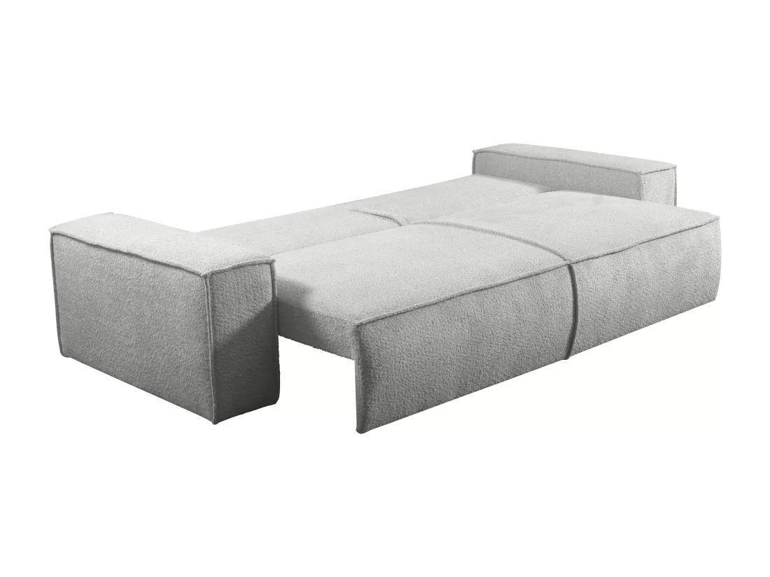 Canapé 4 places convertible en tissu bouclette gris AMELIA