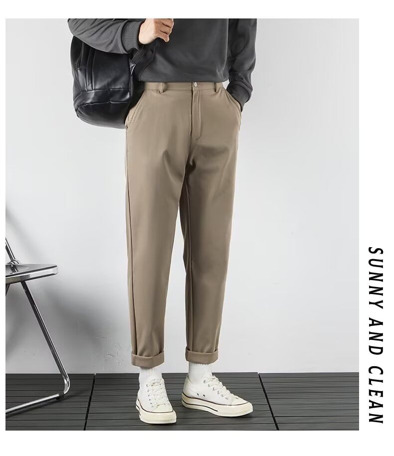 Lingaris - Mid Rise Plain Cropped Tapered Pants