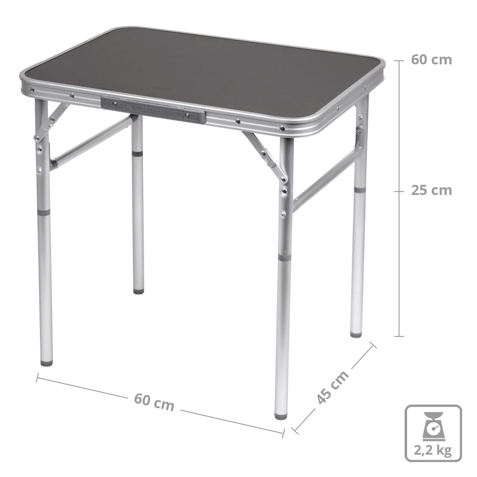 BO-CAMP Alu Mini Camping Klapptisch Koffer Falt Tisch Garten 2 Höhen verstellbar