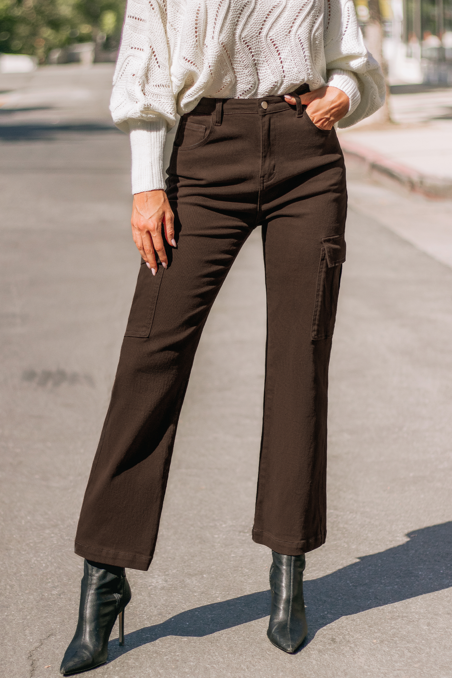 Pantalon taille haute cargo