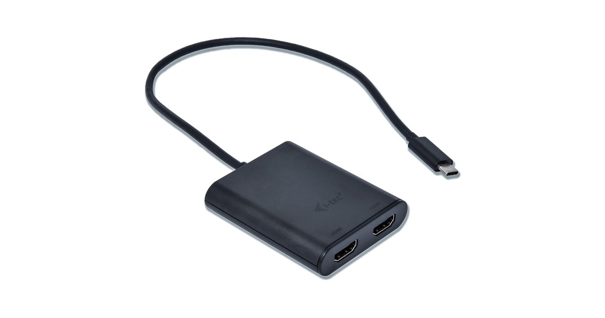 i-tecUSB-C > Dual HDMI adapter  (Zwart, 0,3 meter, 4K)
