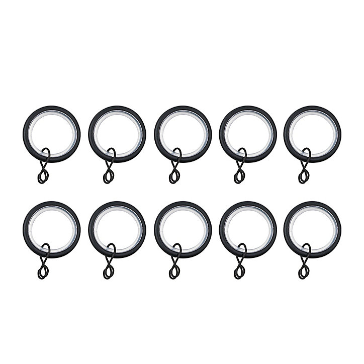 10 anneaux pour barre à rideau Araxos GoodHome ⌀16/19 mm noir
