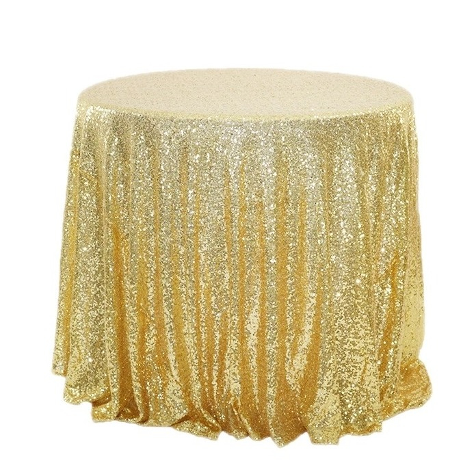 (Ø80cm) Glitzer Tischdecke Party Dekoration Pailletten Tisch Tuch - Gold