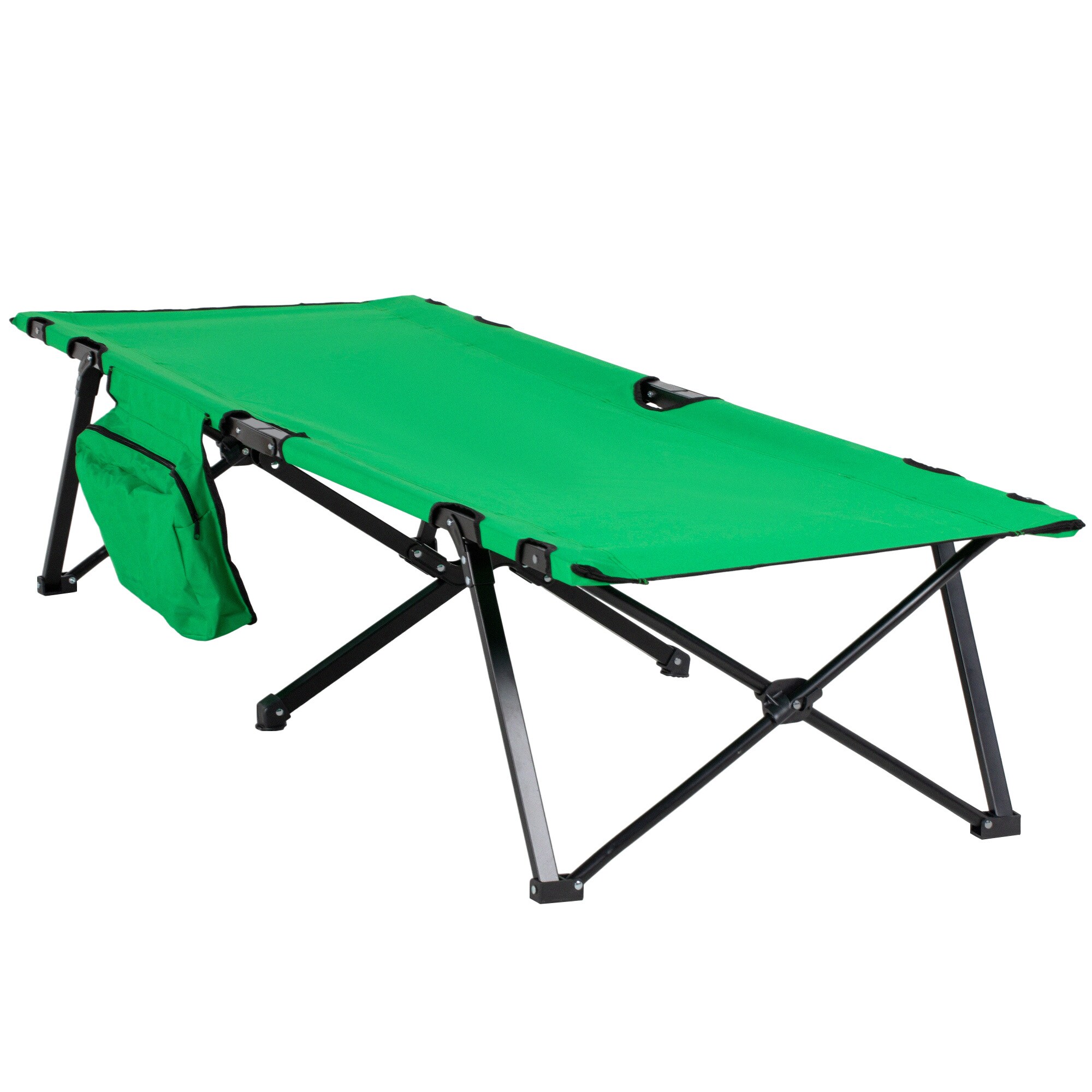 Outsunny Campingbett mit seitlicher Tasche grün, schwarz 200 x 73 x49 cm (LxBxH)